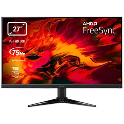 Acer Nitro QG271bii Monitor Gaming FreeSync da 27", Display Full HD, 75 Hz, 1 ms, 16:9, HDMI 1.4, VGA, Lum 300 cd/m2, ZeroFrame, Cavi VGA, HDMI Inclusi, Nero Acer Nitro QG271bii Monitor Gaming FreeSync da 27", Display Full HD, 75 Hz, 1 ms, 16:9, HDMI 1.4, VGA, Lum 300 cd/m2, ZeroFrame, Cavi VGA, HDMI Inclusi, Nero