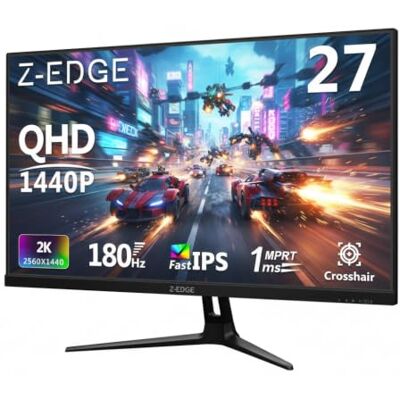Z-Edge Monitor Gaming 27 pollici, QHD 2K (2560x1440), Fast IPS, 1 ms, luminosità 350 cd/m², 1,07 miliardi di colori, 94% DCI-P3, HDR10, FreeSync, DisplayPort (180 Hz) HDMI (144 Hz), VESA, nero Z-Edge Monitor Gaming 27 pollici, QHD 2K (2560x1440), Fast IPS, 1 ms, luminosità 350 cd/m², 1,07 miliardi di colori, 94% DCI-P3, HDR10, FreeSync, DisplayPort (180 Hz) HDMI (144 Hz), VESA, nero