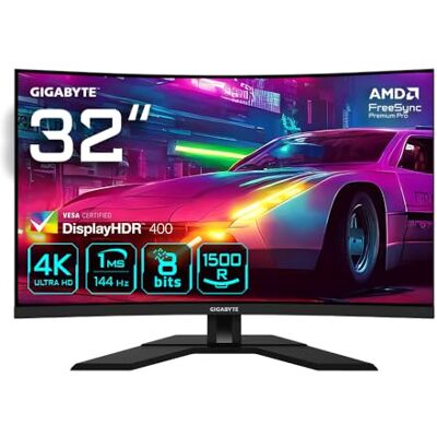 Gigabyte M32UC 31.5" Monitor da Gioco Curvo 4K UHD 3840 x 2160, 1500R, 144Hz, 1ms, 350 cd/m², FreeSync Premium Pro, DisplayHDR400, HDMI 2.1, Displayport 1.4 Gigabyte M32UC 31.5" Monitor da Gioco Curvo 4K UHD 3840 x 2160, 1500R, 144Hz, 1ms, 350 cd/m², FreeSync Premium Pro, DisplayHDR400, HDMI 2.1, Displayport 1.4