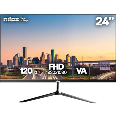 Nilox NXM24FHD1203 Monitor Gaming 24'' Full HD, Frequenza 120 Hz, Supporto VESA 75×75 mm, Connessioni HDMI/VGA, Riduzione Luce Blu Nilox NXM24FHD1203 Monitor Gaming 24'' Full HD, Frequenza 120 Hz, Supporto VESA 75×75 mm, Connessioni HDMI/VGA, Riduzione Luce Blu