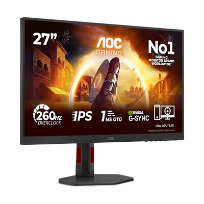 AOC Gaming Monitor 27G4ZR 27 pollici 1920x1080, FHD, 260Hz, Fast IPS Panel, 1ms GtG, Height Adjustment, (HDMI2x 2.0 DP 1x 1.4) HDR10, G-Sync Compatible, Nero AOC Gaming Monitor 27G4ZR 27 pollici 1920x1080, FHD, 260Hz, Fast IPS Panel, 1ms GtG, Height Adjustment, (HDMI2x 2.0 DP 1x 1.4) HDR10, G-Sync Compatible, Nero