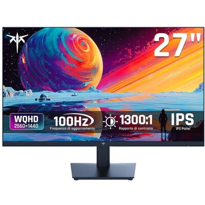 KTC Monitor 27 Pollici QHD 2K 2560×1440, 100Hz (OC 120Hz), Pannello IPS, HDR10, Adaptive Sync, 126% sRGB, 96% DCI-P3, Low Blue Light, HDMI, DP, VESA 75×75 mm, per Lavoro e Intrattenimento, H27D9 KTC Monitor 27 Pollici QHD 2K 2560×1440, 100Hz (OC 120Hz), Pannello IPS, HDR10, Adaptive Sync, 126% sRGB, 96% DCI-P3, Low Blue Light, HDMI, DP, VESA 75×75 mm, per Lavoro e Intrattenimento, H27D9