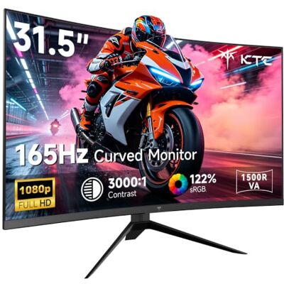 KTC Monitor da gioco curvo da 32 pollici, monitor per PC FHD 1080P 165Hz, 1500R, 122% sRGB con HDR, FreeSync Premium, HDMI 2.0x2, DisplayPort 1.4, compatibile VESA, inclinazione regolabile, cura degli KTC Monitor da gioco curvo da 32 pollici, monitor per PC FHD 1080P 165Hz, 1500R, 122% sRGB con HDR, FreeSync Premium, HDMI 2.0x2, DisplayPort 1.4, compatibile VESA, inclinazione regolabile, cura degli