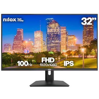 Nilox NXM32FHD1001 Monitor Gaming 32'' Full HD IPS, Frequenza 100 Hz, Tempo 4 ms, Connessioni HDMI/VGA, VESA 75×75 mm Nilox NXM32FHD1001 Monitor Gaming 32'' Full HD IPS, Frequenza 100 Hz, Tempo 4 ms, Connessioni HDMI/VGA, VESA 75×75 mm