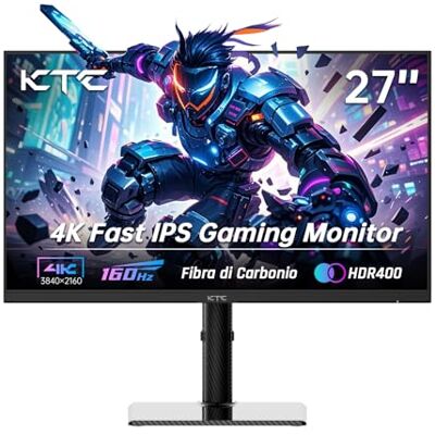KTC Monitor Gaming 4K 160Hz 144Hz, Pannello Fast-IPS 1ms 27 Pollici Monitor, HDR 400, 132% sRGB, Guscio in fibra di carbonio, Supporto regolabile, DP1.4 / HDMI 2.1 per giocatori e progettisti KTC Monitor Gaming 4K 160Hz 144Hz, Pannello Fast-IPS 1ms 27 Pollici Monitor, HDR 400, 132% sRGB, Guscio in fibra di carbonio, Supporto regolabile, DP1.4 / HDMI 2.1 per giocatori e progettisti