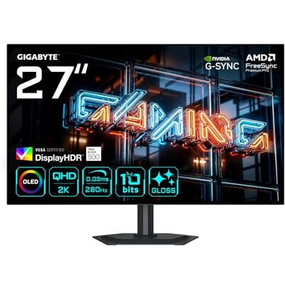 Gigabyte MO27Q28GR Monitor Gaming WOLED Lucido 27” QHD 2560 x 1440, 280Hz, 0.03ms, 335 cd/m², Display HDR True Black 500, HDMI 2.1, DisplayPort 1.4 Gigabyte MO27Q28GR Monitor Gaming WOLED Lucido 27” QHD 2560 x 1440, 280Hz, 0.03ms, 335 cd/m², Display HDR True Black 500, HDMI 2.1, DisplayPort 1.4