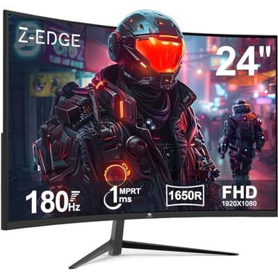 Z-Edge Monitor Gaming Curvo 24'' 180 Hz/165 Hz/144 Hz, FHD(1920x1080), 1ms MPRT, FreeSync, Schermo PC LED con DP Cavo, VA 1650R, 300cd/m², HDMI2.1& DP1.4, Inclinazione Regolabile, 178° Angolo Visione Z-Edge Monitor Gaming Curvo 24'' 180 Hz/165 Hz/144 Hz, FHD(1920x1080), 1ms MPRT, FreeSync, Schermo PC LED con DP Cavo, VA 1650R, 300cd/m², HDMI2.1& DP1.4, Inclinazione Regolabile, 178° Angolo Visione
