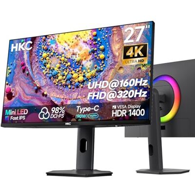 HKC Monitor Gaming Mini LED 27 Pollici, UHD 160Hz/FHD 320Hz, USB-C 90 W HKC Monitor Gaming Mini LED 27 Pollici, UHD 160Hz/FHD 320Hz, USB-C 90 W