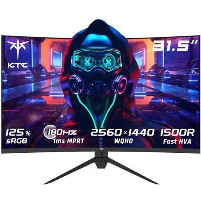 KTC Monitor Gaming 32 Pollici Curvo, 180Hz, 2K QHD 2560 x 1440p Schermo PC, 1ms, 1500R VA, HDR10, 125% sRGB, FreeSync & G-Sync, Inclinazione Regolabile, DP1.4 165Hz, HDMI2.0 144Hz, H32S17 KTC Monitor Gaming 32 Pollici Curvo, 180Hz, 2K QHD 2560 x 1440p Schermo PC, 1ms, 1500R VA, HDR10, 125% sRGB, FreeSync & G-Sync, Inclinazione Regolabile, DP1.4 165Hz, HDMI2.0 144Hz, H32S17
