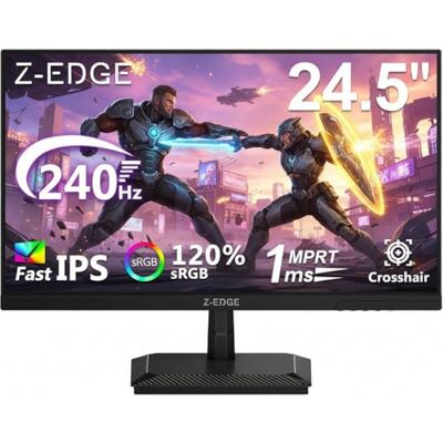 Z-Edge Monitor Gaming 24,5 pollici, Schermo PC 240 Hz, Pannell IPS, MPRT da 1 ms, Monitor LED Full HD, Luminosità di 350 cd/m², FreeSync, HDR10, HDMI e DP, VESA Compatibile Z-Edge Monitor Gaming 24,5 pollici, Schermo PC 240 Hz, Pannell IPS, MPRT da 1 ms, Monitor LED Full HD, Luminosità di 350 cd/m², FreeSync, HDR10, HDMI e DP, VESA Compatibile