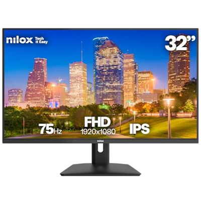 Nilox NXM32FHD1201 Monitor Gaming 32'' Full HD IPS, Frequenza 75 Hz, Tempo di Risposta 4 ms, Connessioni HDMI/VGA, VESA 75×75 mm Nilox NXM32FHD1201 Monitor Gaming 32'' Full HD IPS, Frequenza 75 Hz, Tempo di Risposta 4 ms, Connessioni HDMI/VGA, VESA 75×75 mm