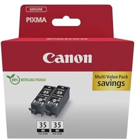 Canon PGI-35 TWIN Pacchetto di 2 Cartucce d'inchiostro (2x Nero) Certificato (cartone riciclabile2024)