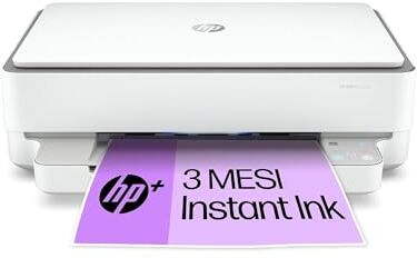 HP Envy 6020e 223N4B, Stampante Multifunzione a Getto d'Inchiostro A4 a Colori, Stampa Fronte e Retro Automatica, 20 ppm, Wi-Fi,  Smart, 3 Mesi di Inchiostro Instant Ink Inclusi con +, Bianca