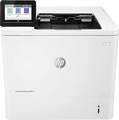HP LaserJet Enterprise M612dn 7PS86A, Stampante a Singola Funzione A4, Stampa Fronte e Retro Automatica in b/n, 71 ppm, USB, Gigabit Ethernet,  Smart, Display a colori da 10,9 cm, Bianca