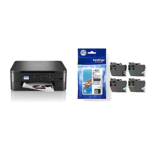 Brother DCPJ1050DW Stampante multifunzione inkjet a colori 3 in 1,Formato A4,Connettività di rete wireless & LC421VAL Cartucce InkJet Originali, Capacità Standard, fino a 200 Pagine