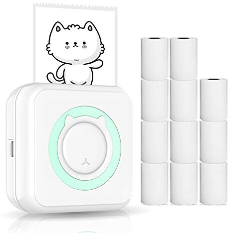 PETSOLA Kstyhome Mini stampante multifunzione all-in-one Stampante fotografica portatile multifunzione per smartphone Stampante termica per immagini istantanee wireless con 11 rotoli di carta