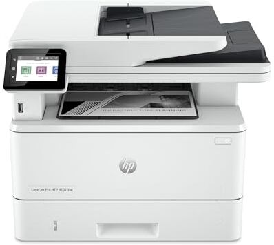 HP Laserjet Pro MFP 4102fdw 2Z624F, Stampante Multifunzione A4, Stampa Fronte e Retro Automatico in b/n, 42 ppm, USB Host, Wi-Fi, Ethernet, Fax, ADF,  Smart, Bianca