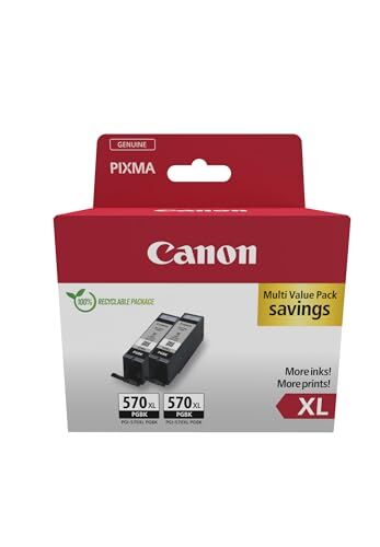 Canon PGI-570 XL TWIN Confezione da 2 Cartucce d'inchiostro (2x Nero XL) Originale, Cartone Riciclabile 2024