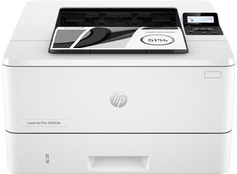 HP Laserjet Pro 4002dn 2Z605F, Stampante a Singola Funzione A4, Stampa Fronte e Retro Automatico in b/n, 42 ppm, USB, USB Host, Gigabit Ethernet,  Smart, Bianca