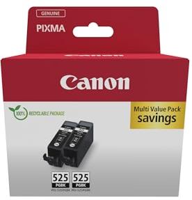 Canon PGI-525 TWIN Pacchetto di 2 Cartucce d'inchiostro (2x Nero) Certificato (cartone riciclabile2024)