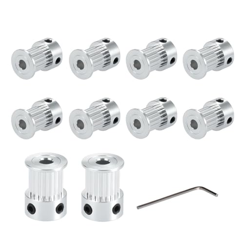 ZIZISHU Super Print GT2 Puleggia Pulley 20 Denti Teeth 5mm foro Bore Pulley Wheel for Voron 2.4 for 3D Printer 9mm/10mm Width GT2 Timing Belt.(10pcs)