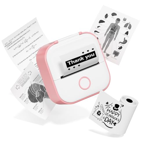 Phomemo T02 Stampante Portatile,Mini Stampante Termica Bluetooth con Ricarica USB,Stampa Foto dal Cellulare per Studio, Note, Immagini, Foto, Diari, DIY,Mini Stampante Fotografica per i Bambini
