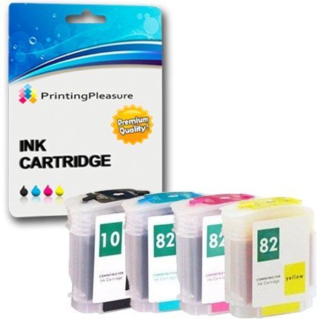 Printing Pleasure 4 Cartucce d'inchiostro compatibili per HP DesignJet 500, 500e, 500m, 500ds, 500 Plus, 500ps, 500ps Plus, 800, 800ps, 815mfp, 820mfp, cc800ps   Sostituzione per HP 10 & HP 82