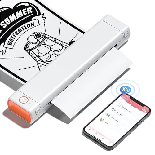 Phomemo M08F Stampante Portatile Bluetooth Stampante Termica Portatile da Viaggio Senza Fili Per Ufficio Mobile, Supporta Carta Termica A4