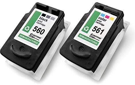 Eurotone 2x Cartucce d'inchiostro compatibili per Canon Pixma TS 5300 Series sostituiscono PG560XL, CL561XL CMYK Nero Ciano Magenta Giallo