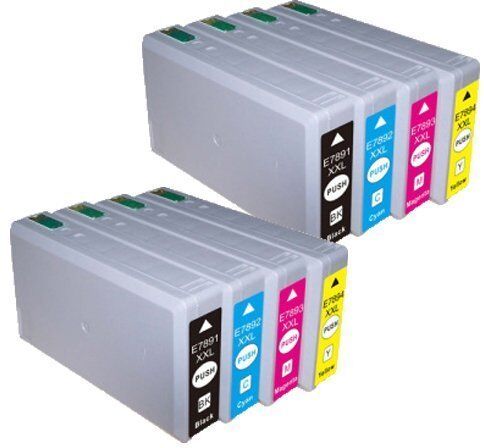 BELLIVESTORE 8 Cartucce d'inchiostro compatibile PER Epson T7891 T7892 T7893 T7894 con CHIP (2x nero + 2x ciano + 2x magenta + 2x giallo) WF-5620DWF WF-5110DW WF-5690DWF WF-5190DW