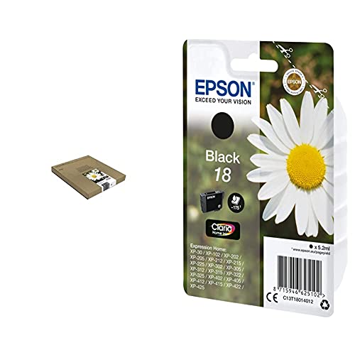 Epson 18 Serie Margherita Claria Home, Cartuccia Originale, Formato Standard & C13T18014022 Inchiostro, Nero