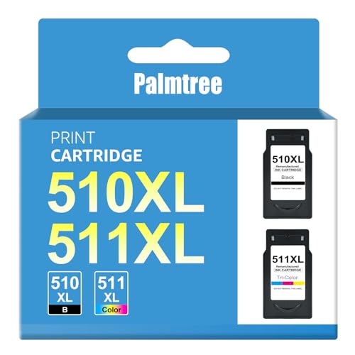 Palmtree PG-510XL CL-511XL Ricondizionato per cartucce Canon 510 e 511 Ricambio per cartucce Canon MP495 per cartucce Canon MP280 per Pixma iP2702 MP230 MP240 MP250 MX320 MX410 (1 Nero 1 Tricolore)