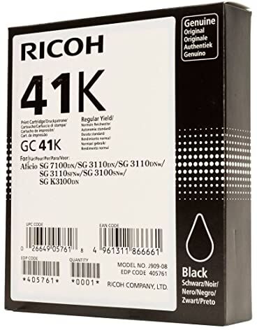 Ricoh GC 41K Cartucce d'Inchiostro, 500 Pagine, Nero