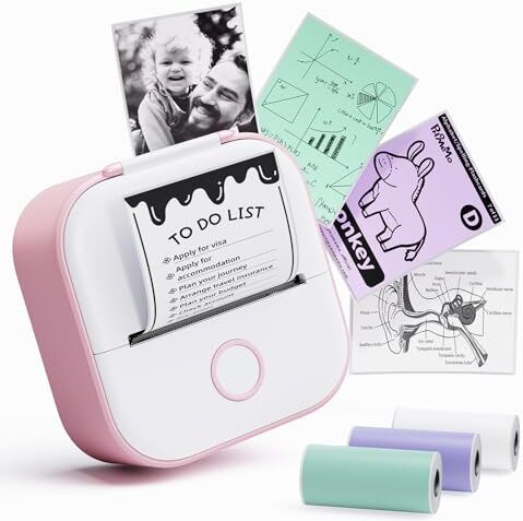 LabelCreate T02 Thermal Printer Micro Sticker Stampante Stampante Autoadesivo Wireless Portatile Bluetooth, Adatto per Creatività Fai da te, Diario, Memo, Foto, Elenco, Regali per Bambini