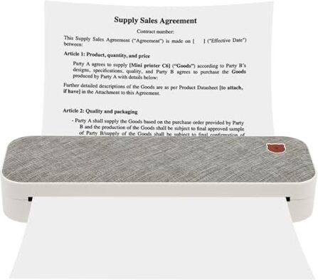 NIGORIY Stampanti Portatili, Stampante Termica Portatile Velocità 10mm/s, 203 DPI Tattoo Printer 208mm Larghezza di Stampa, Stampante Bluetooth Compatibile con Più Dimensioni