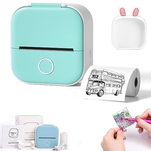 Camic Doodle Dash Printer, Print Pod, Notebuddy Mini stampante portatile, Note Buddy Mini Printer, Stampante per adesivi senza inchiostro, mini stampante tascabile per album fai da te (1 pezzo F)