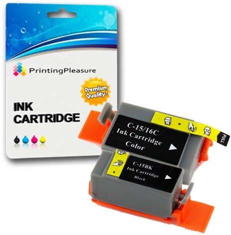 Printing Pleasure 2 Compatibili BCI-15/16 Cartucce d'inchiostro per Canon Pixma IP90 i70 i80 Selphy DS700 DS810 MINI220 Nero/Colore, Alta Capacità