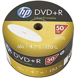 HP – DVD + R 16x, 50 pezzi, adatti per stampanti a getto d’inchiostro