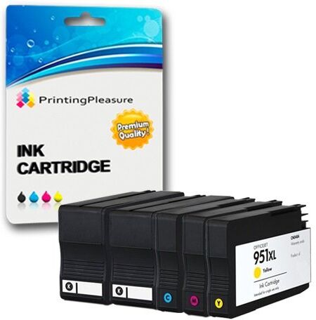 Printing Pleasure 5 Cartucce d'inchiostro compatibili per HP Officejet Pro 8600 8600+ 8100 8610 8620 8630 8640 8660 251dw 276dw   Sostituzione per HP 950XL 951XL (CN045AN CN046AN CN047AN CN048AN)