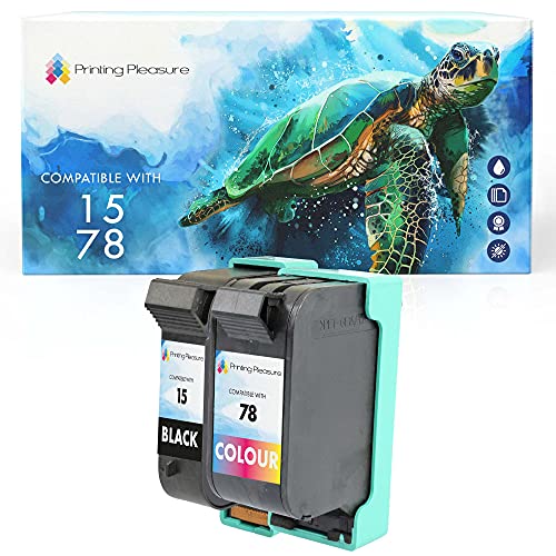 Printing Pleasure 2 Compatibili HP 15 78 Cartucce d'inchiostro Sostituzione per HP Deskjet 3810 3820 815c 920c Officejet 5110 V30 V40 V45 PSC 700 720 750 760 900 950 Nero/Colore, Alta Capacità