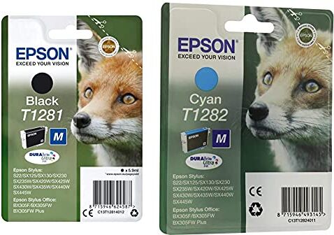 Epson C13T12814012 Cartucho De Tinta, Negro & C13T12824022 Inchiostro, Ciano