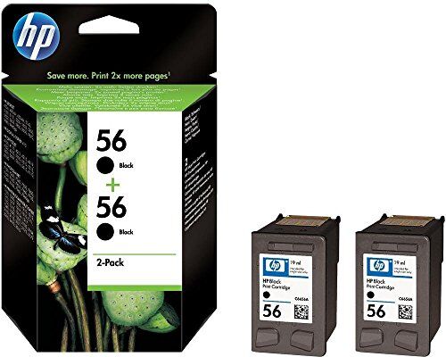 HP Combopack da 2 Cartucce 56 Originali per Stampanti a Getto d'Inchiostro, Compatibile con Deskjet 5550, Photosmart 7350, 7150, 7345, Officejet 6110, 5110, Nero