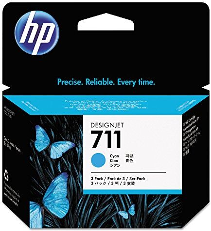 HP 711 Cyan Cartucce d'inchiostro originali () per stampanti DesignJet T530, T525, T520, T130, T125, T120 e T100 di grande formato