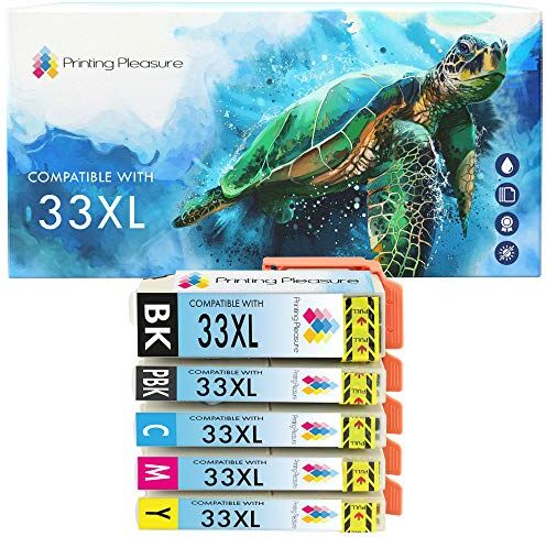 Printing Pleasure 33XL   5 Cartucce d'Inchiostro  compatibile per Epson Expression Premium XP-640 XP-630 XP-830 XP-900 XP-540 XP-530 XP-7100 XP-635 XP-645