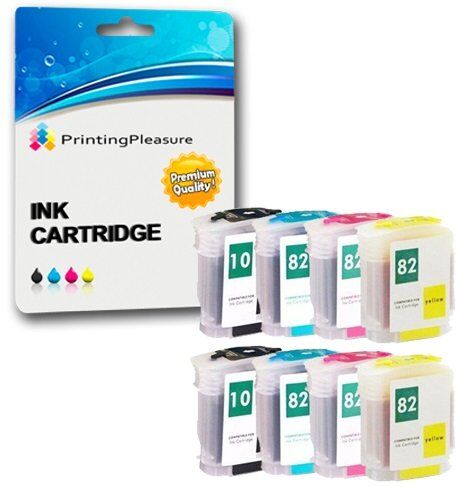 Printing Pleasure 8 Cartucce d'inchiostro compatibili per HP DesignJet 500, 500e, 500m, 500ds, 500 Plus, 500ps, 500ps Plus, 800, 800ps, 815mfp, 820mfp, cc800ps   Sostituzione per HP 10 & HP 82