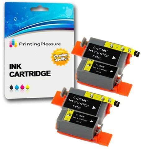 Printing Pleasure 4 Compatibili BCI-15/16 Cartucce d'inchiostro per Canon Pixma IP90 i70 i80 Selphy DS700 DS810 MINI220 Nero/Colore, Alta Capacità