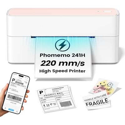 Phomemo Stampante per etichette DHL ad alta velocità, 220 mm/s, 4 x 6, 241H Label Printer Stampante per etichette di spedizione, Bluetooth per codici a barre, Amazon, Etsy, Shopify, DHL, DPD, GLS Phomemo Stampante per etichette DHL ad alta velocità, 220 mm/s, 4 x 6, 241H Label Printer Stampante per etichette di spedizione, Bluetooth per codici a barre, Amazon, Etsy, Shopify, DHL, DPD, GLS