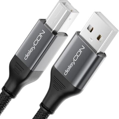 deleyCON 1m Cavo USB Stampante Cavo Scanner Printer Cable USB-A a USB-B Per stampanti, scanner, dispositivi MIDI di Epson, Brother, Canon, HP, Samsung, per notebook e PC con connettori metallici deleyCON 1m Cavo USB Stampante Cavo Scanner Printer Cable USB-A a USB-B Per stampanti, scanner, dispositivi MIDI di Epson, Brother, Canon, HP, Samsung, per notebook e PC con connettori metallici