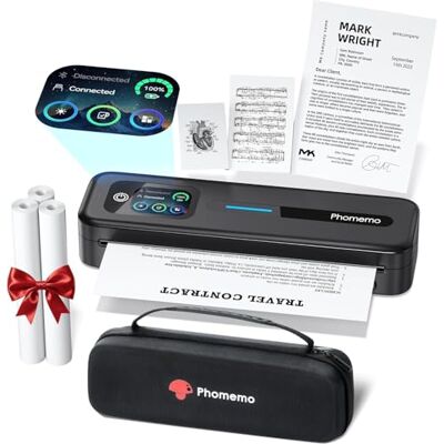 Phomemo M832D Stampante Termica Portatile A4 con Schermo Tattile Con una Borsa e 3 Rotoli di Carta Termica, 300 dpi Compatibili con iOS e Android, Telefono e Laptop per Casa e Ufficio Phomemo M832D Stampante Termica Portatile A4 con Schermo Tattile Con una Borsa e 3 Rotoli di Carta Termica, 300 dpi Compatibili con iOS e Android, Telefono e Laptop per Casa e Ufficio