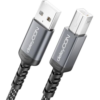 deleyCON Cavo Stampante USB-B (1 Metro per Stampanti, Scanner, MIDI) USB-B a USB-A, Intrecciato + Connettori in Metallo, per HP Samsung Epson Dell Lexmark Brother Canon deleyCON Cavo Stampante USB-B (1 Metro per Stampanti, Scanner, MIDI) USB-B a USB-A, Intrecciato + Connettori in Metallo, per HP Samsung Epson Dell Lexmark Brother Canon